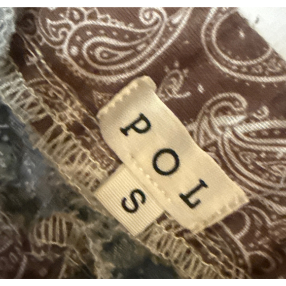 Women's POL Blue Brown Patchwork Jogger Wide Leg Pants S - Picture 3 of 3